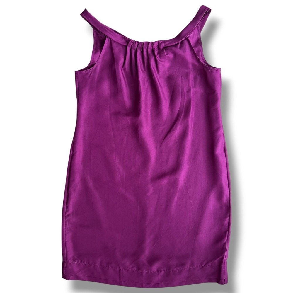 Banana Republic XS Magenta Purple, 100% Silk Cowl Neck Shift Slip Dress Y2K Chic